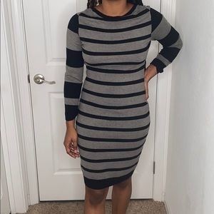 STRIPPED BODYCON SWEATER DRESS